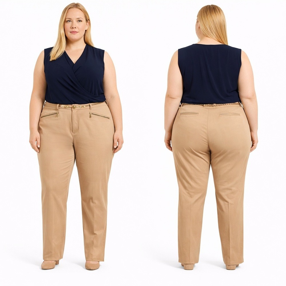 Lauren Ralph Lauren Tan Slim Pants Equestrian Stretch‎ Size 18W NWT